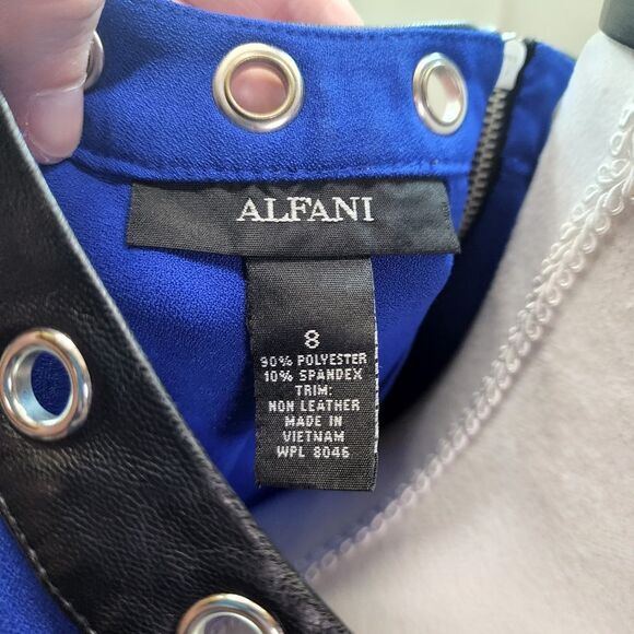 Alfani Royal Blue Grommet Trimmed Sleeveless Blouse Size 8 - Picture 6 of 9